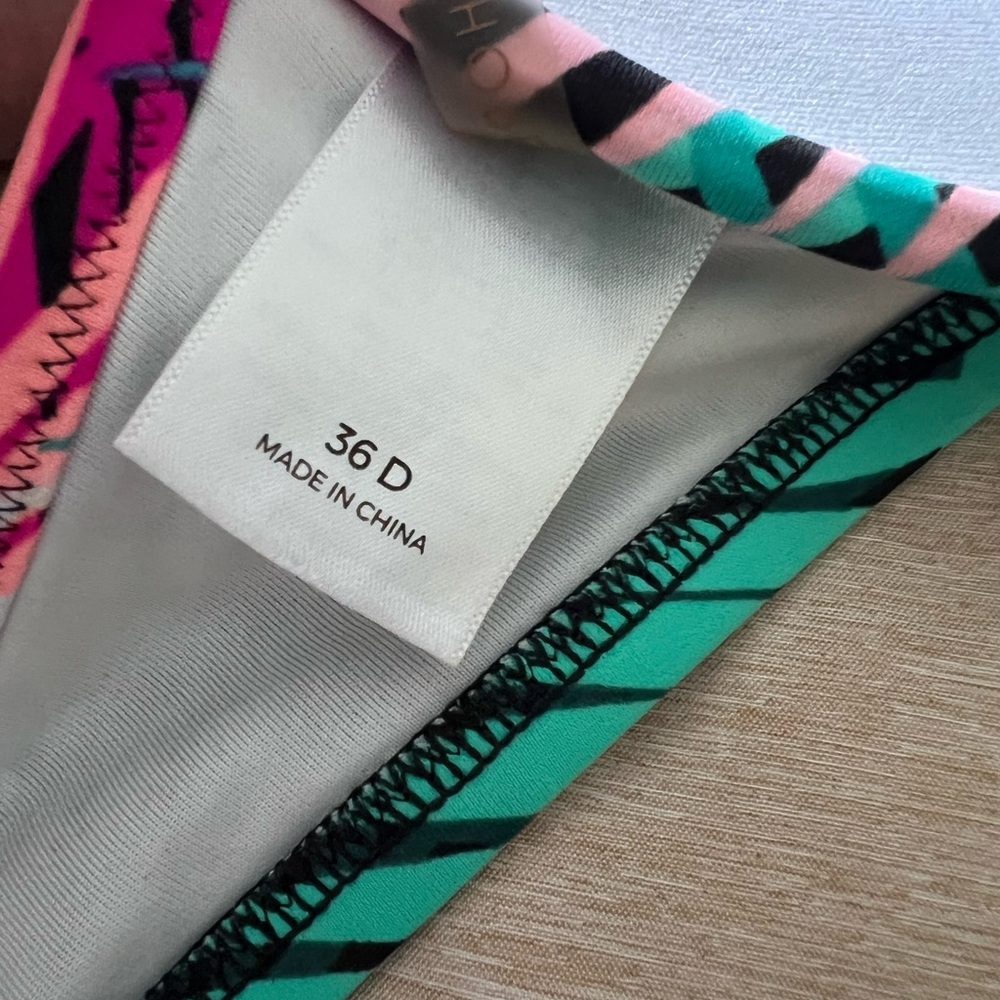 Shade & Shore Push Up Padded Bikini Top Multi Color Print Size 36D - Picture 5 of 12